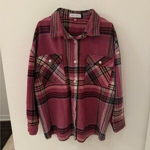 Pink Plaid Button-Up Shacket
